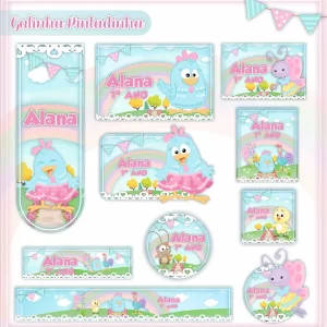 Etiqueta Escolar Tema Galinha Candy