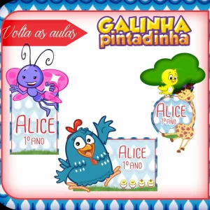 Etiqueta Escolar Tema Galinha Studio