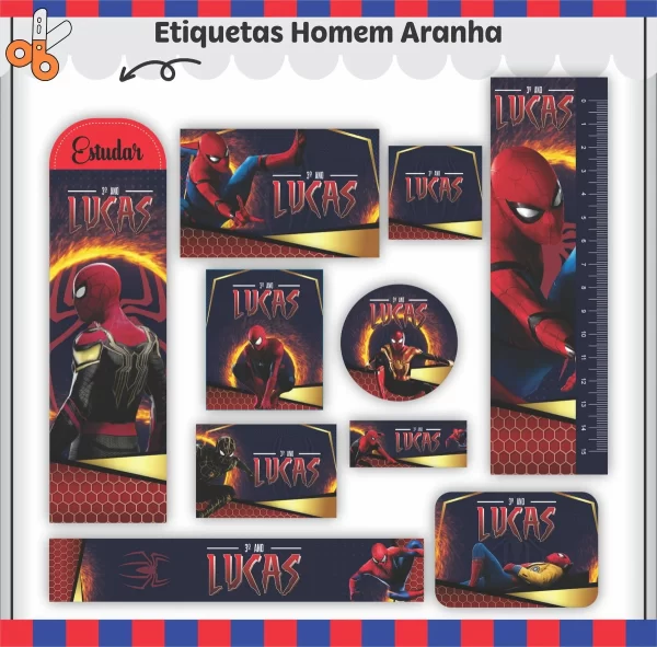 Etiqueta Escolar Tema Homem Aranha