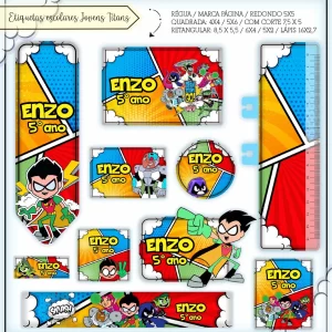 Etiqueta Escolar Tema Jovens Titãs