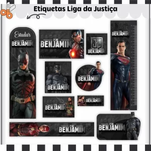 Etiqueta Escolar Tema Liga da Justiça