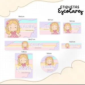 Etiqueta Escolar Tema Menina Loira