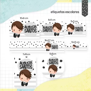 Etiqueta Escolar Tema Menino Moreno