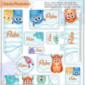 Etiqueta Escolar Tema Monstrinhos