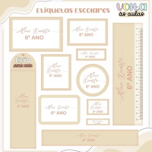 Etiqueta Escolar Tema Neutro Bege