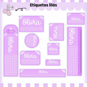 Etiqueta Escolar Tema Neutro Lilás