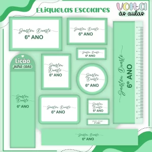 Etiqueta Escolar Tema Neutro Verde