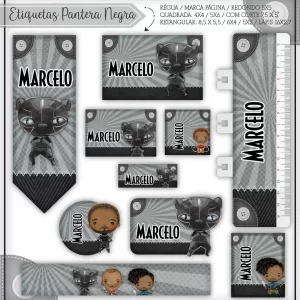 Etiqueta Escolar Tema Pantera Negra