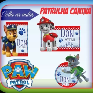 Etiqueta Escolar Tema Patrulha Canina Studio