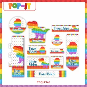 Etiqueta Escolar Tema Pop It Png e Pdf
