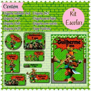 Etiqueta Escolar Tema Tartarugas Ninjas