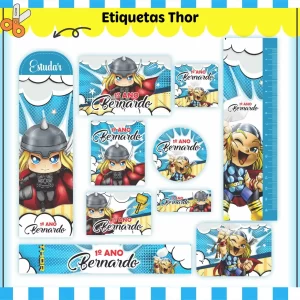 Etiqueta Escolar Thor Studio, Png e Pdf