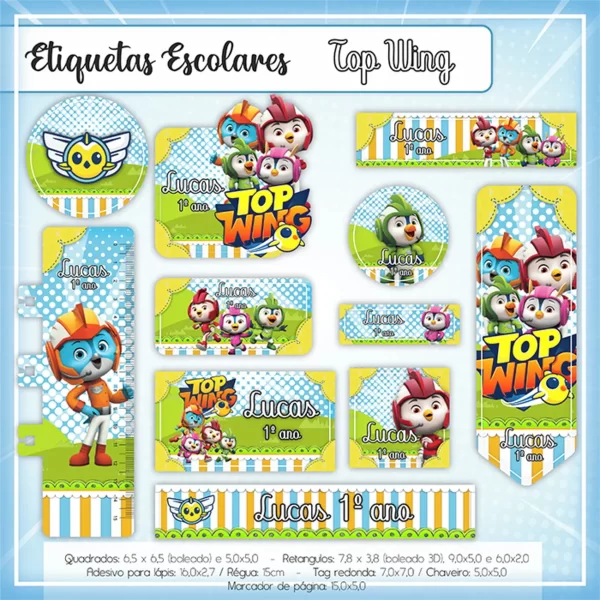 Etiqueta Escolar Top Wings Studio e Pdf