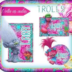 Etiqueta Escolar Trolls Studio e Pdf