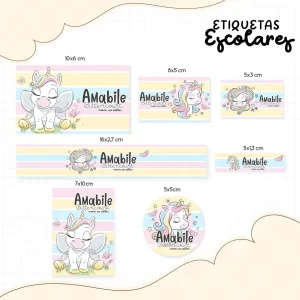 Etiqueta Escolar Unicórnio Studio, Png, Dxf e Pdf