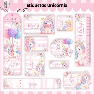 Etiqueta Escolar Unicórnio Studio, Png e Pdf