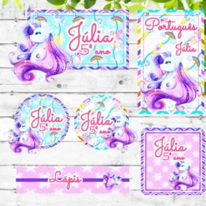 Etiqueta Escolar Unicórnio Studio e Pdf