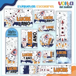 Etiqueta Escolar Universo Studio, Png e Pdf