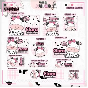 Etiqueta Escolar Vaquinha Studio, Png e Pdf