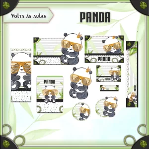 Etiqueta Escolar Verde Panda Studio e Pdf