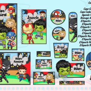 Etiqueta Escolar Vingadores Studio e Pdf