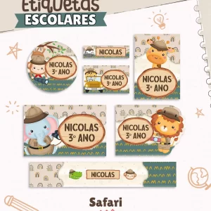Etiqueta Escolare Personalizada Safari