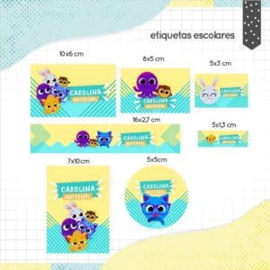 Molde Digital Etiqueta Escolar Bolofofos