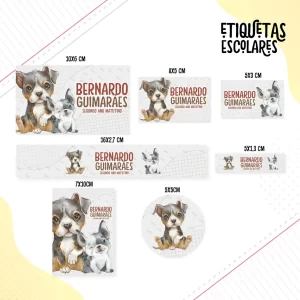 Molde Digital Etiqueta Escolar Cachorrinho