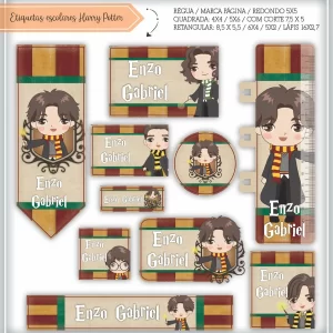Molde Digital Etiqueta Escolar Harry Potter