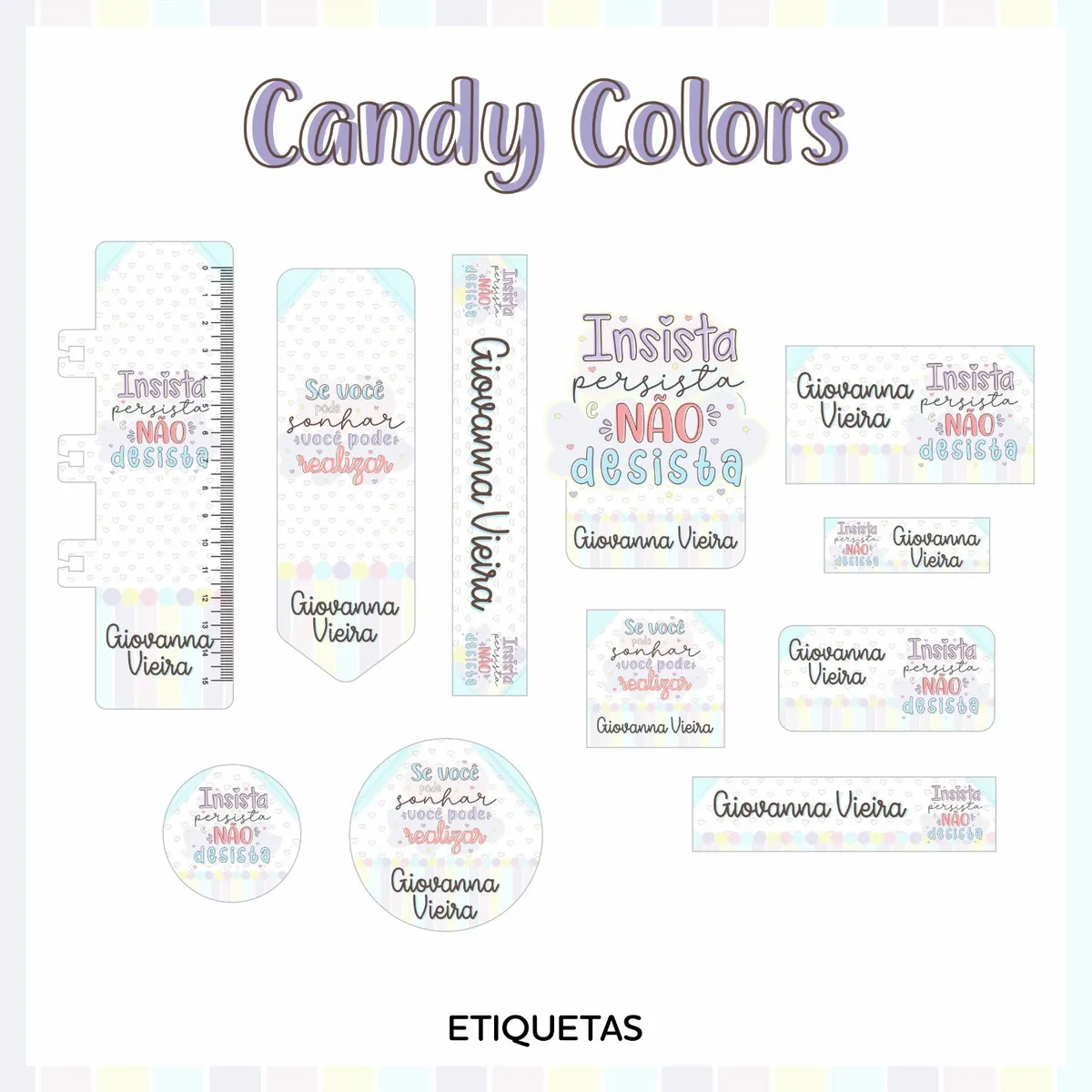 Molde Etiqueta Escolar Candy Colors