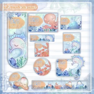 Molde Etiqueta Escolar Fundo Do Mar