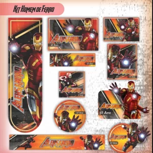 Molde Etiqueta Escolar Homem de Ferro