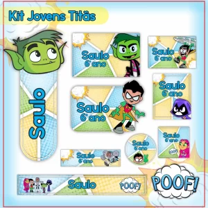 Molde Etiqueta Escolar Jovens Titãs