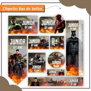 Molde Etiqueta Escolar Liga da Justiça