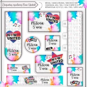 Molde Etiqueta Escolar Now United