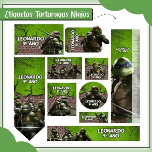 Molde Etiqueta Escolar Tartarugas Ninjas
