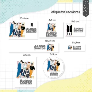Molde Etiqueta Escolar Tema Bts