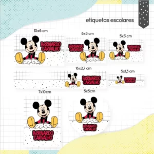 Molde Etiqueta Escolar Tema Mickey