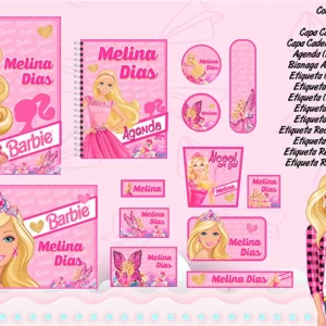 Tema Digital Etiqueta Escolar Barbie