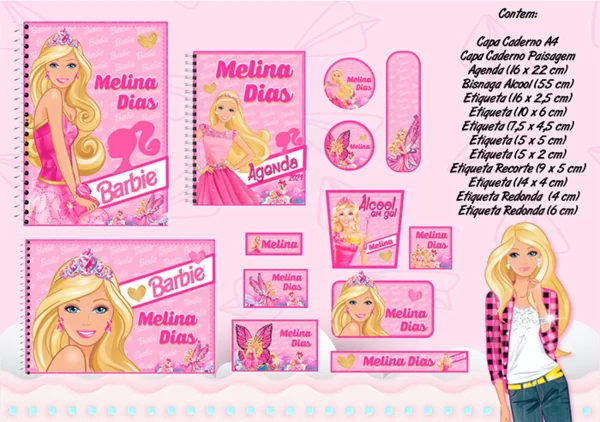 Tema Digital Etiqueta Escolar Barbie