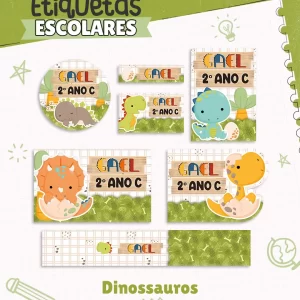 Tema Digital Etiqueta Escolar Dinossauro