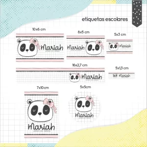 Tema Digital Etiqueta Escolar Panda