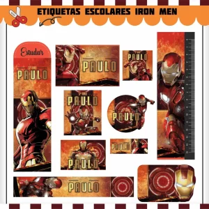 Tema Etiqueta Escolar Homem de Ferro