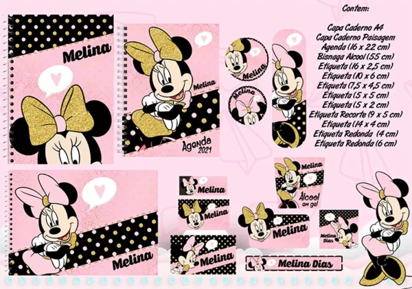 Tema Figital Etiqueta Escolar Minnie Rosa