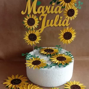 Tema Topo de Bolo Girassol Studio