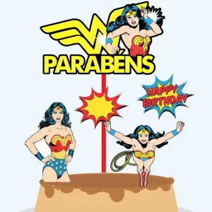 Topo de Bolo Digital Mulher Maravilha Studio