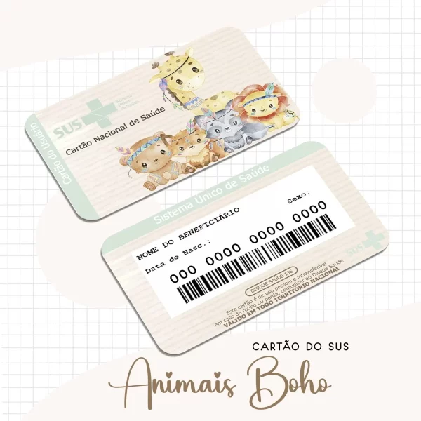 Arquivo Digital Cartão Sus Animais Boho