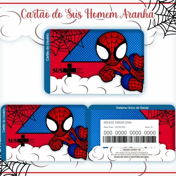 Arquivo Digital Cartão Sus Homem Aranha