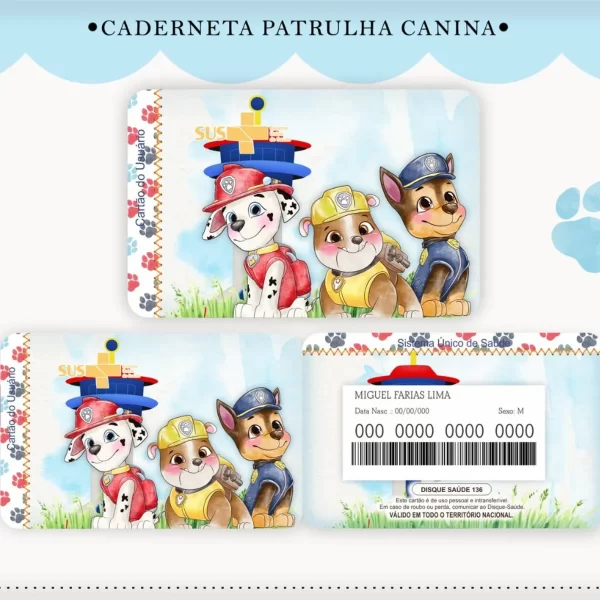 Arquivo Digital Cartão Sus Patrulha Canina