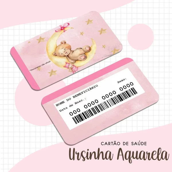 Arquivo Digital Cartão Sus Ursinha Aquarela